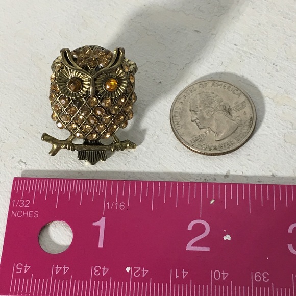 Vintage Rhinestone Owl 🦉Gold Tone Ring - Picture 8 of 8